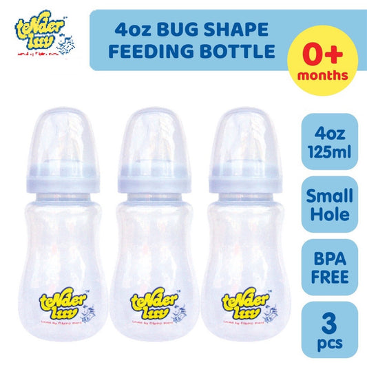 Tender Luv 4oz Standard  Bug Shape Baby Feeding Bottle Set Of 3pcs