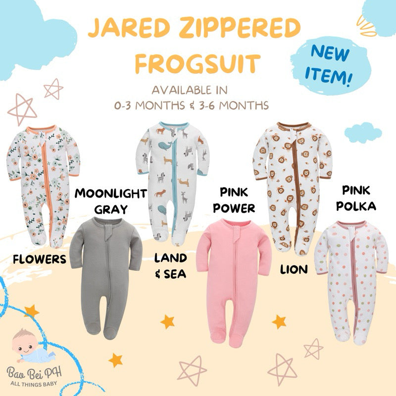 Bao Bei PH Jared Zippered Frogsuit 100% Cotton Onesie Sleepwear Two Way Zip for Infant Baby Newborn