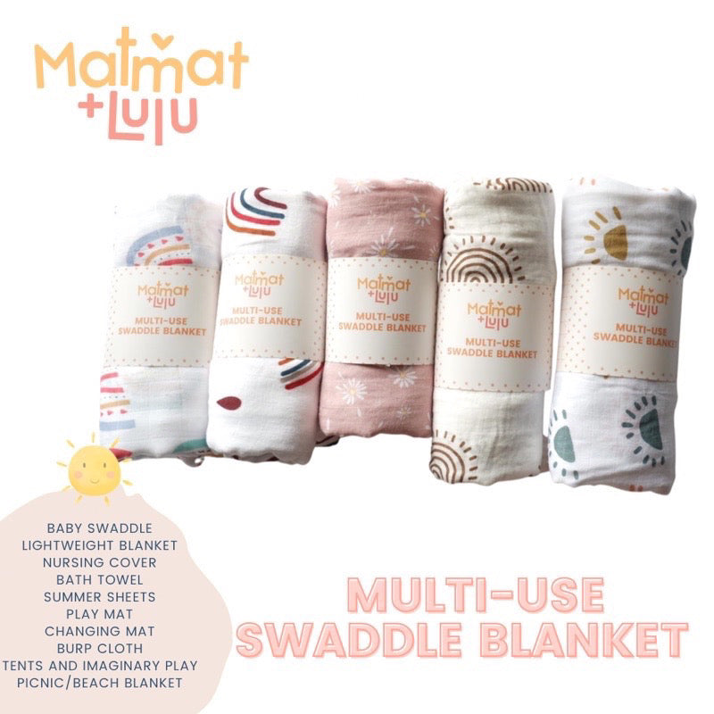 Matmat Lulu Swaddle Blanket, Nursing Cover, Burp cloth, Bath Towel, Cotton, bamboo cotton, lampin