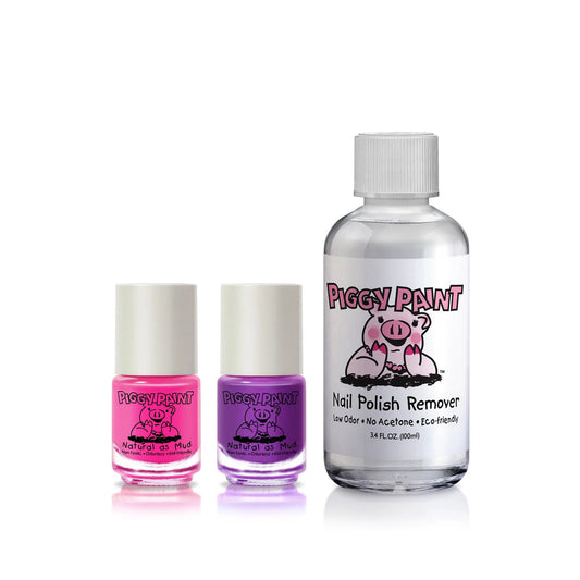 Piggy Paint 2 Nail Polish + Nail Polish Remover Box Set