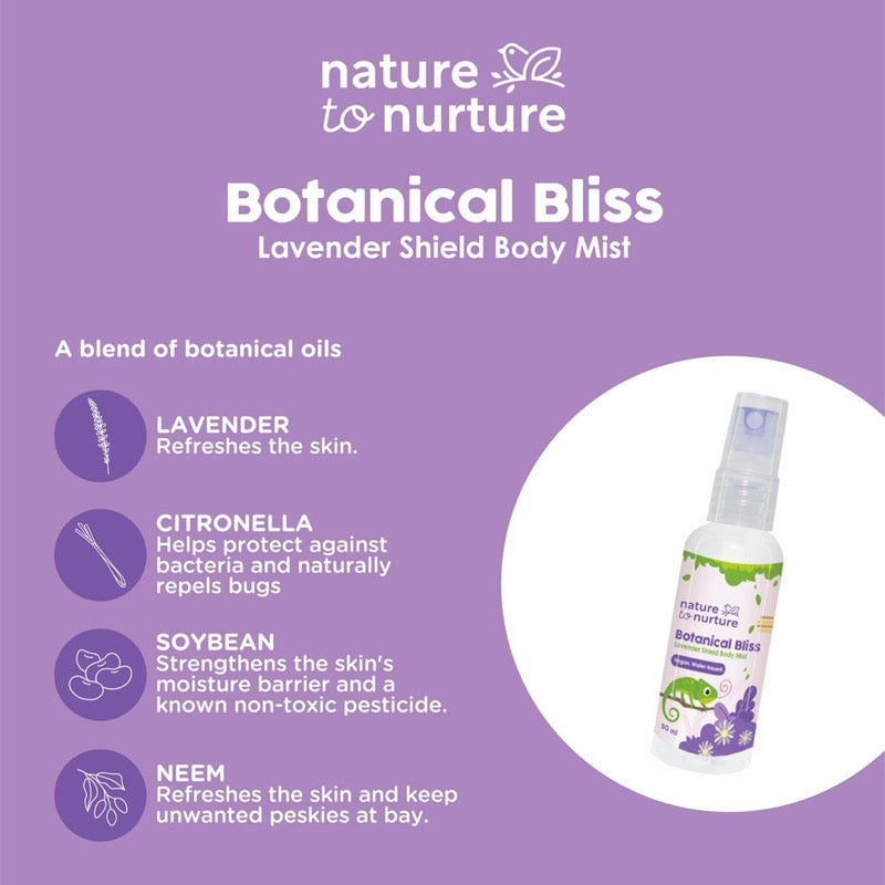 Nature to Nurture Botanical Bliss Lavender Shield Body Mist/Mosquito Repellent Spray