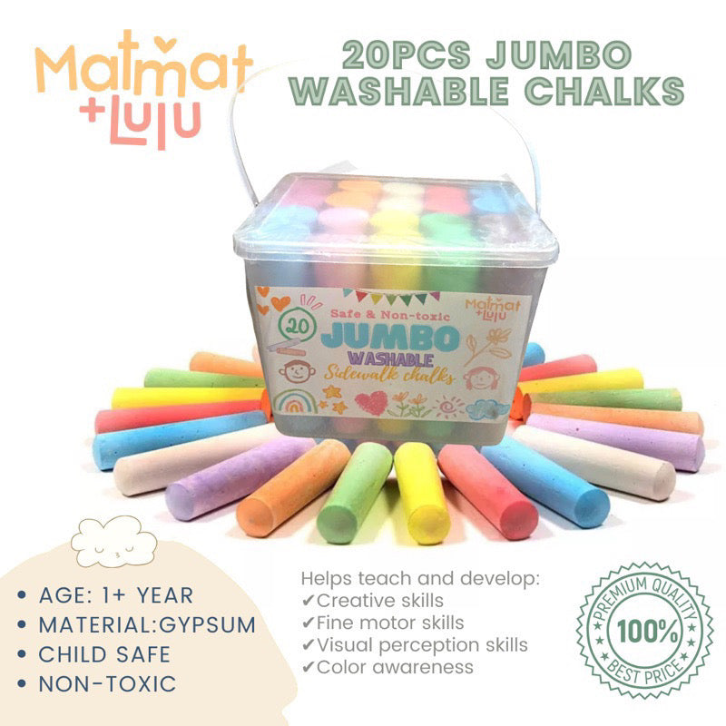 Matmat Lulu Outdoor Play Jumbo Washable Chalks for Kids