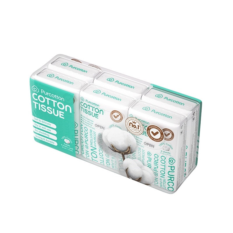 Purcotton Cotton Tissue 8’s (6 single pack)