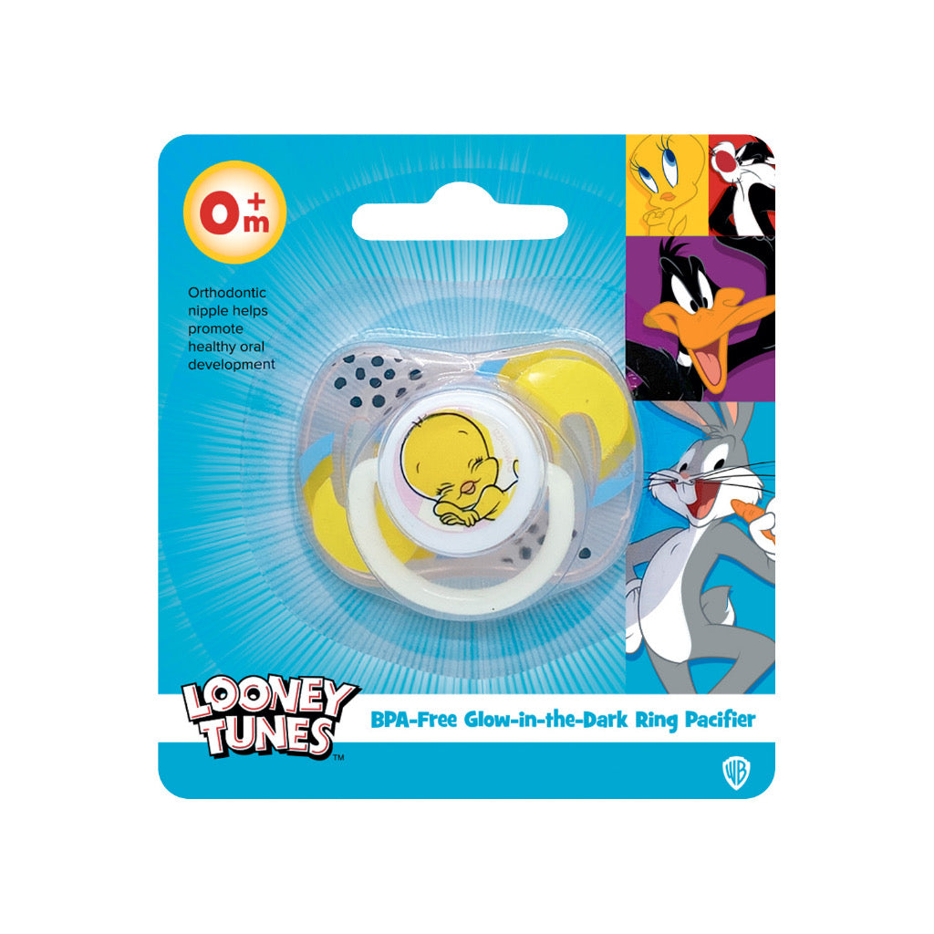 Tender Luv Looney Tunes Glow In The Dark Ring Baby Pacifier with Cover