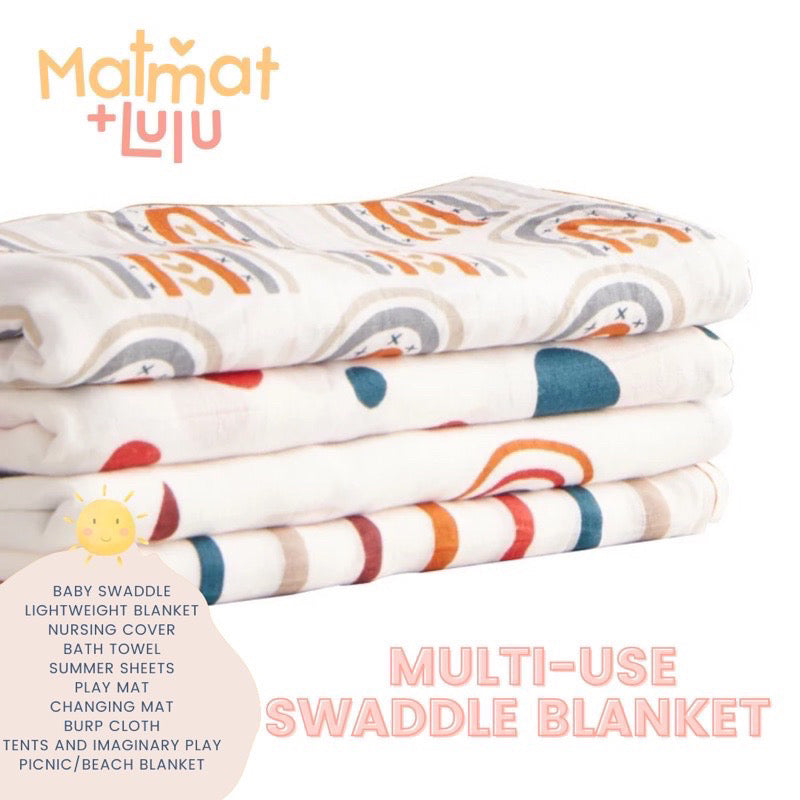 Matmat Lulu Swaddle Blanket, Nursing Cover, Burp cloth, Bath Towel, Cotton, bamboo cotton, lampin