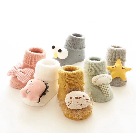 Bao Bei PH Kali Baby Socks for Newborn 0-12 Months Soft Cotton Anti-Skid Bottom Footwear for Infant