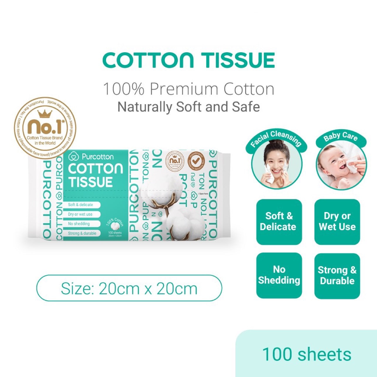 Purcotton Cotton Tissue 100s (20x20cm)