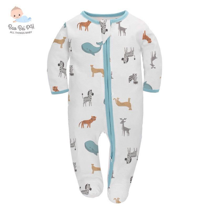 Bao Bei PH Jared Zippered Frogsuit 100% Cotton Onesie Sleepwear Two Way Zip for Infant Baby Newborn