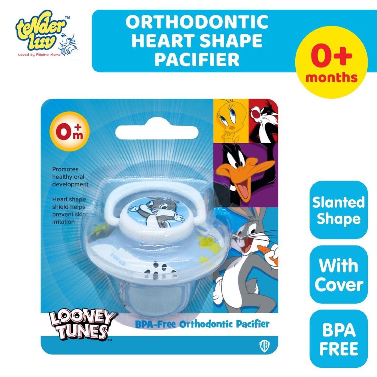 Tender Luv Looney Tunes Orthodontic  Baby Pacifier with Cover