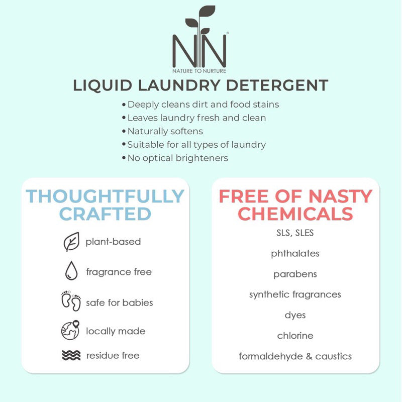 Nature to Nurture Baby Liquid Laundry Detergent 800ml refill pack