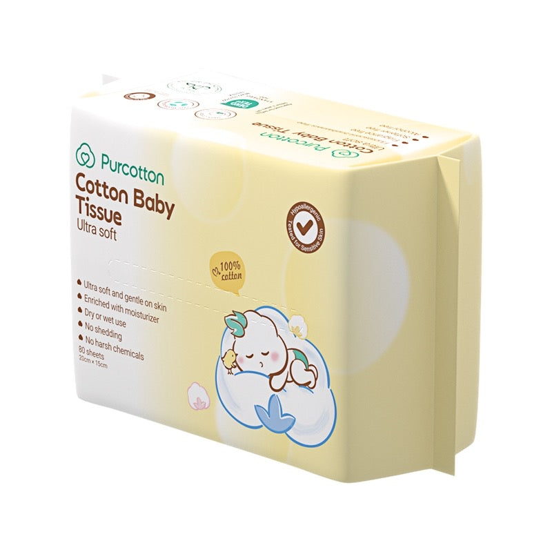 Purcotton Cotton Baby Tissue 80s (20x15cm)