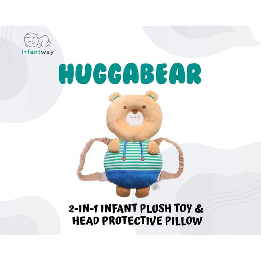 Infantway Huggabear Infant Plush Toy, Head Shaping and Protection Pillow