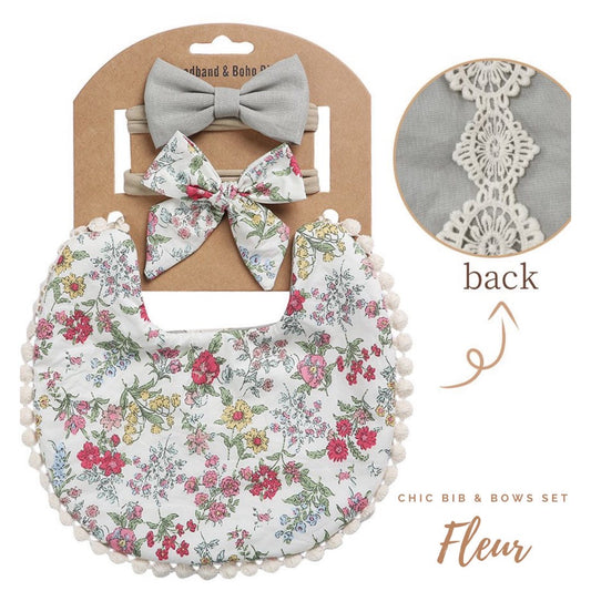 Blooming Wisdom Chic Bib and Bows Set