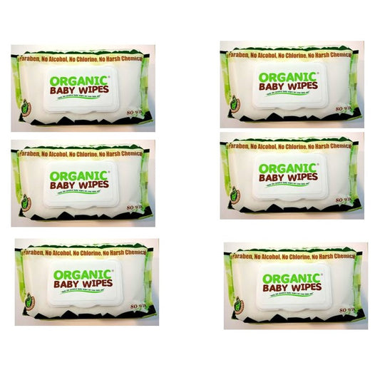 Organic Baby Wipes Bundles of 6pcs 80s with cap